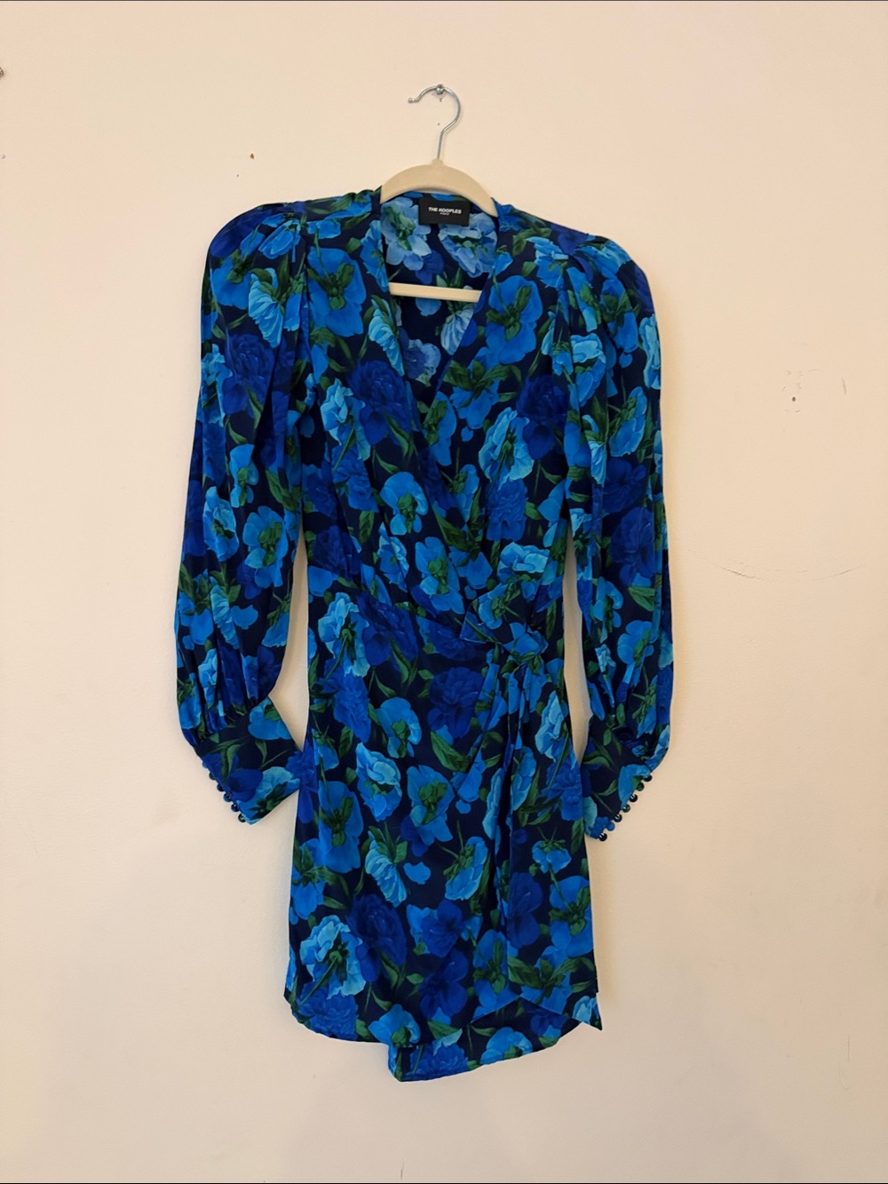 The Kooples Blue & Green Floral Wrap Mini Dress